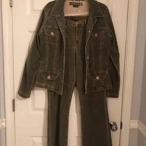 2 Piece Vintage Green Jeanstar Corduroy Pants Set